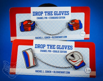 Ice Hockey Gloves and Goalie Gloves 1.5" Chain Connected Enamel Pins