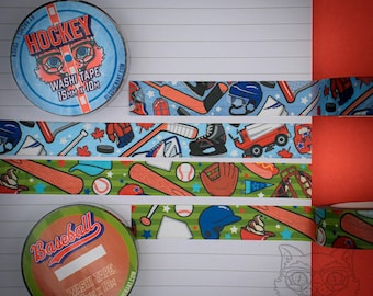 Hockey & Baseball Sports Washi Tape | Stationery Journaling Scrapbooking | 15mm x 10m