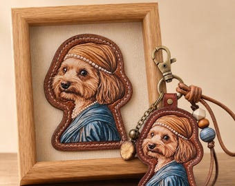 Custom Pet Photo Keychain, Personalized Leather Charm, Pet Memorial Gift