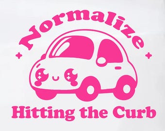 Normalize Hitting the Curb Vinyl Decal Funny Bumper Sticker - 5 x 6 inches