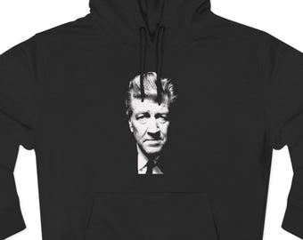 David Lynch Portrait Hoodie - Schwarz-Weißes künstlerisches Fleece-Sweatshirt für Filmbegeisterte