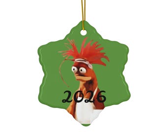 Decorazione in ceramica a forma di gambero reale Shocked Pepe: decorazione natalizia ispirata ai meme di TikTok, 2 forme disponibili