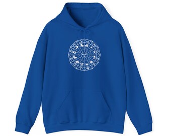 Sternzeichen-Rad-Astrologie-Hoodie Unisex Heavy Blend Kapuzen-Sweatshirt