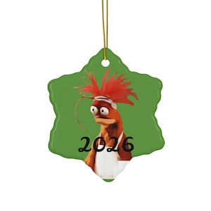 Shocked Pepe the King Prawn Ceramic Ornament, 2 Shapes Tiktok Meme Inspired Christmas Decorations