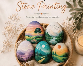 Acrylic Stone Painting Guide: Landscapes on Rocks (PDF Tutorial)