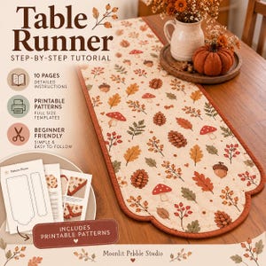 Patron de couture pour chemin de table d'automne | Bricolage d'automne (Tutoriel PDF étape par étape)