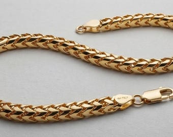 Bracciale da uomo a maglie quadrate in oro giallo 10 carati, lunghezza 9 pollici, larghezza 6,8 mm, peso 53 grammi.