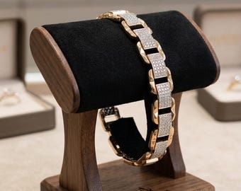 Bracciale tennis in oro 14 carati con diamanti – Catena hip hop con diamanti rotondi a taglio brillante da 3,75 carati totali