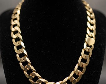 Collana a catena cubana in oro giallo 14 carati – 11 mm, stile Miami Cuban (61 cm)