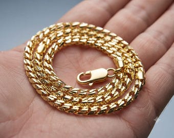 Collana a catena a maglia barbazzale in oro giallo massiccio 14 carati – 4,6 mm, 68 g, 24" (lucida)