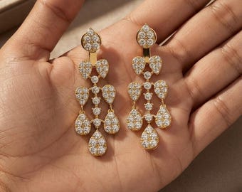 Orecchini pendenti con diamanti naturali da 4,11 carati – Oro giallo 18 carati, brillantezza H/SI