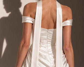Silk Satin Bridal Scarf, Wedding Neck Scarf | Free Personalized Embroidery | Custom Bride Accessory