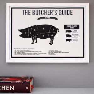 Meat Cuts cow Print Butcher's Meat Cuts Print cow print meat guide Kitchen print Gift for dad BBQ Gift beef cuts diagram image 5