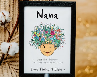 nanny gift - just like mum print - mothers day gift - nanny print - grandma gift - mothers day - nanny flowers - nanny plant - floral hair