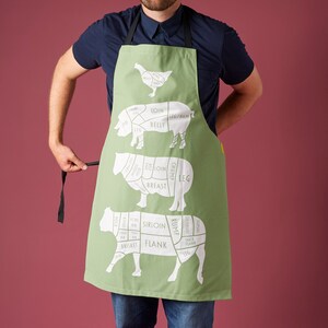 Butcher Meat Cuts Kitchen Apron Foodie Gift Chef Apron Cuts of Meat Apron BBQ apron gift for him chef gift cook apron image 6