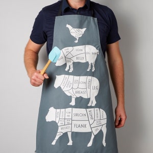 Butcher Meat Cuts Kitchen Apron Foodie Gift Chef Apron Cuts of Meat Apron BBQ apron gift for him chef gift cook apron image 9