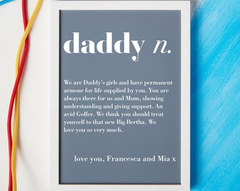 Dad Definition Print - Gift for dad - gift for daddy - dad print - Love daddy - brilliant daddy gift - token gift dad - custom gift