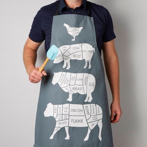 Butcher Meat Cuts Kitchen Apron Foodie Gift Chef Apron Cuts of Meat Apron BBQ apron gift for him chef gift cook apron image 5