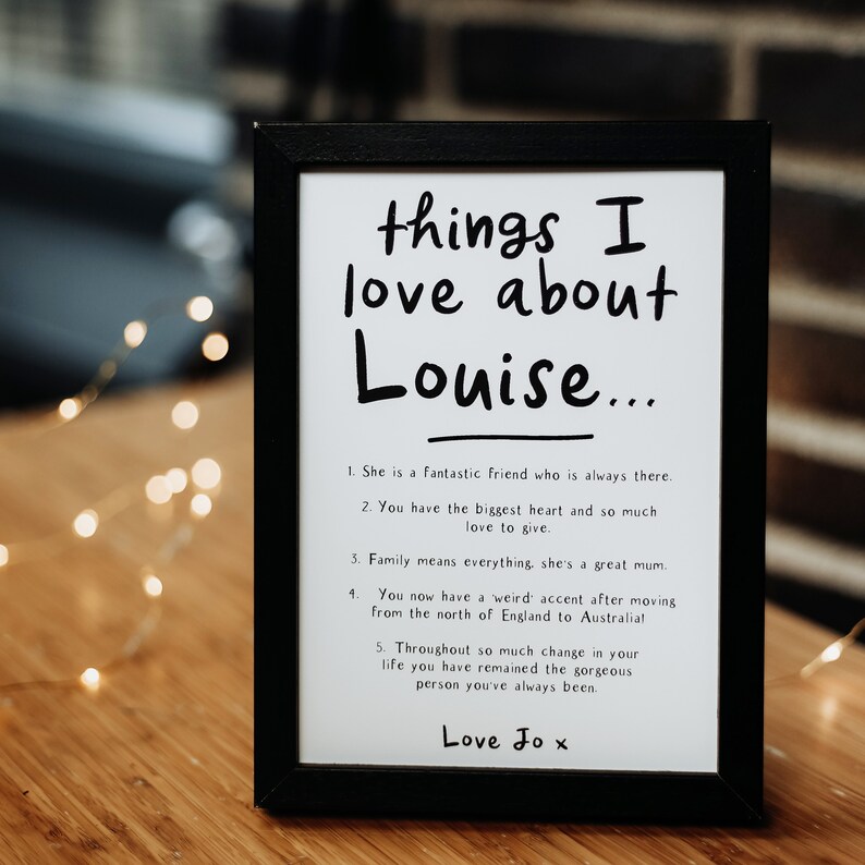 Things I Love About print friendship gift custom print custom gift Valentines gift gift for her unique gift valentines day image 5
