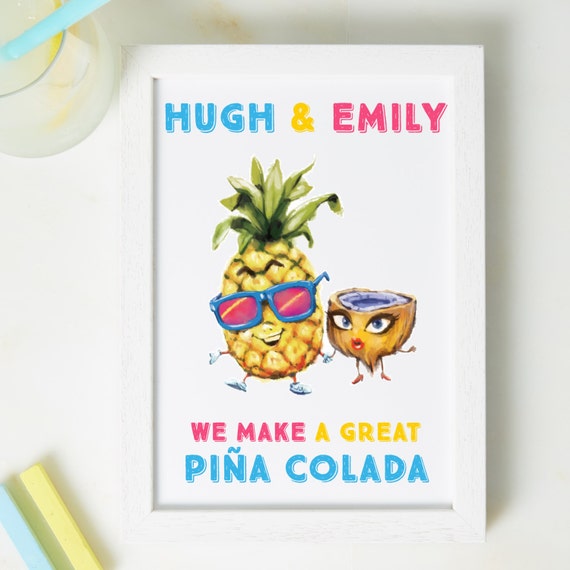 Pina Colada Print Pina Colada gift Funny couples Etsy