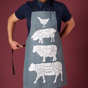 Butcher Meat Cuts Kitchen Apron Foodie Gift Chef Apron Cuts of Meat Apron BBQ apron gift for him chef gift cook apron image 7