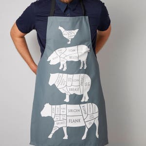 Butcher Meat Cuts Kitchen Apron Foodie Gift Chef Apron Cuts of Meat Apron BBQ apron gift for him chef gift cook apron image 3