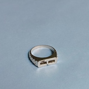 Handmade German Silver Ring, Unique Cutout Signet, Contemporary Silver Jewelry, Bold Statement Ring, Everyday Band, Boyfriend Gift