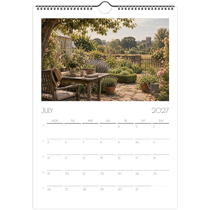 2027 Cottage Garden Wall Calendar, English Country Garden, Seasonal Botanical Calendar, A4 Cottagecore Gift image 5