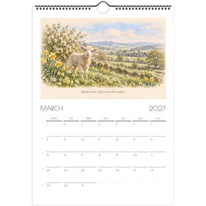 2027 English Countryside Wall Calendar, British Wildlife & Country Animals, A4 Nature Calendar, Cottagecore Gift image 2