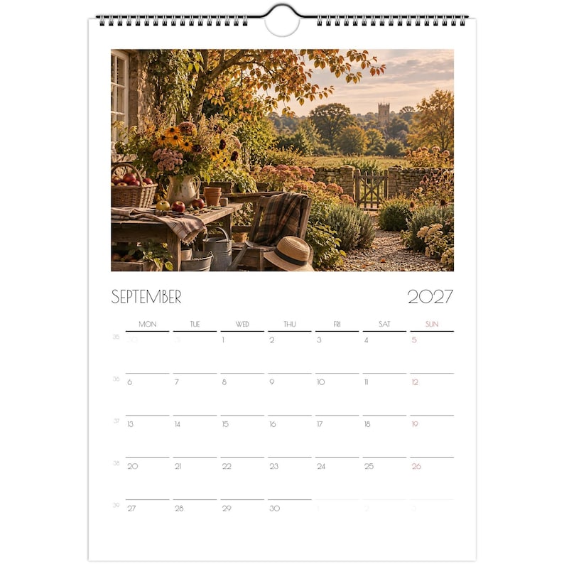 2027 Cottage Garden Wall Calendar, English Country Garden, Seasonal Botanical Calendar, A4 Cottagecore Gift image 3