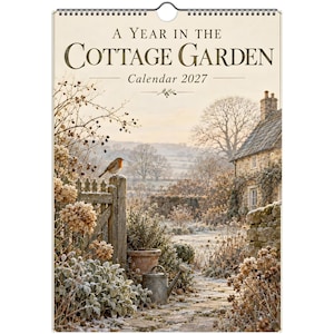 2027 Cottage Garden Wall Calendar, English Country Garden, Seasonal Botanical Calendar, A4 Cottagecore Gift image 1