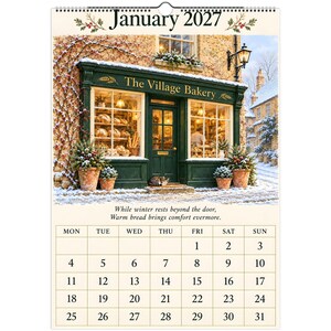 Calendario de pared de Oxfordshire 2027, A3. Escenas de pueblos ingleses con poesía, tiendas rurales y paisajes campestres. imagen 3