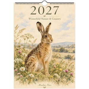 2027 English Countryside Wall Calendar, British Wildlife & Country Animals, A4 Nature Calendar, Cottagecore Gift image 1
