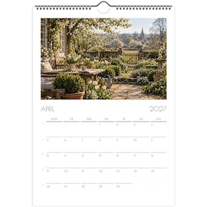 2027 Cottage Garden Wall Calendar, English Country Garden, Seasonal Botanical Calendar, A4 Cottagecore Gift image 2