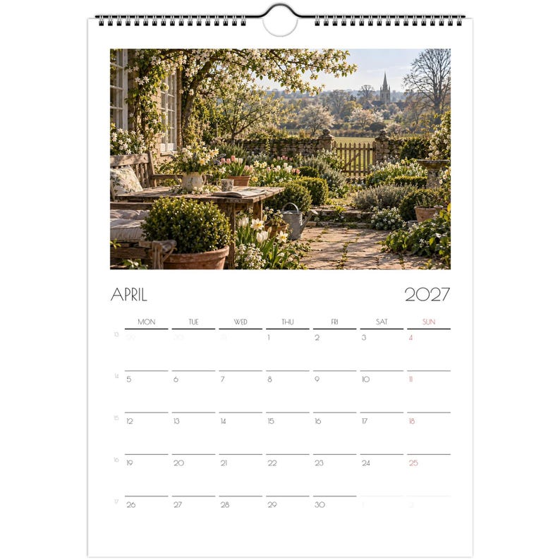2027 Cottage Garden Wall Calendar, English Country Garden, Seasonal Botanical Calendar, A4 Cottagecore Gift image 2