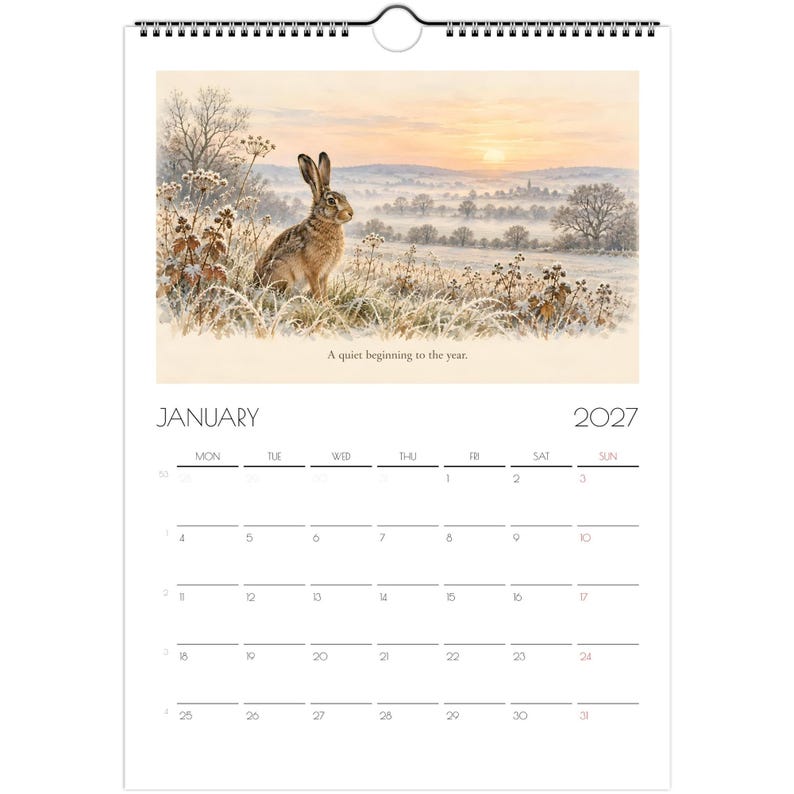 2027 English Countryside Wall Calendar, British Wildlife & Country Animals, A4 Nature Calendar, Cottagecore Gift image 5