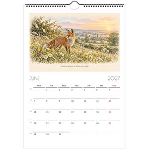 2027 English Countryside Wall Calendar, British Wildlife & Country Animals, A4 Nature Calendar, Cottagecore Gift image 3