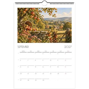 2027 English Countryside Wall Calendar, British Wildlife & Country Animals, A4 Nature Calendar, Cottagecore Gift image 4