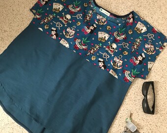 Size 14-16 DenimnLace tee top