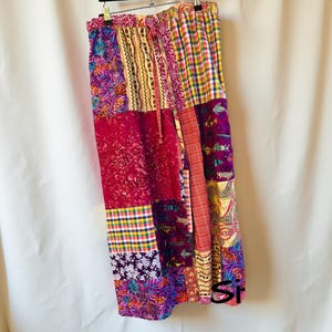 size 12 patchwork wide leg trousers