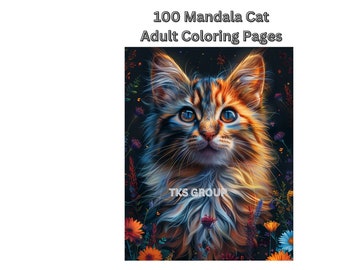 100Stress reducer Mandala Cats coloring Pages