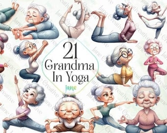 Grandma Yoga clip art