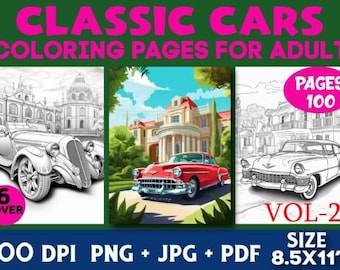 100 CLASSIC CARS Coloring Pages