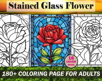 180 Stain Glass Flowers coloring pages