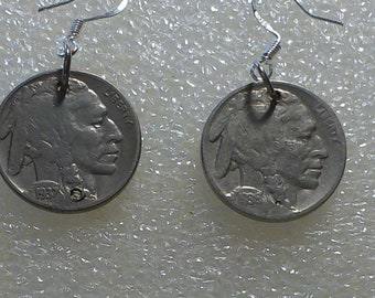 Coin Earrings Authentic Vintage Buffalo Nickel