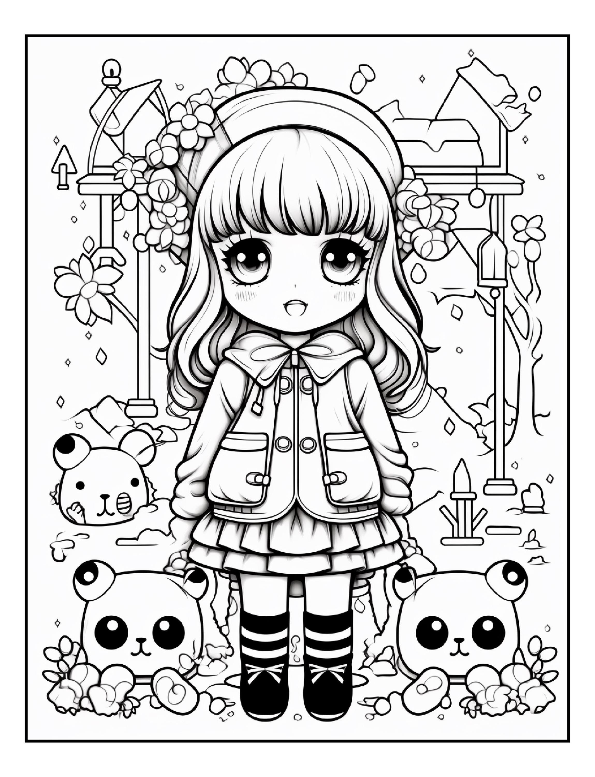Your Cute Kawaii Coloring Pages - Etsy