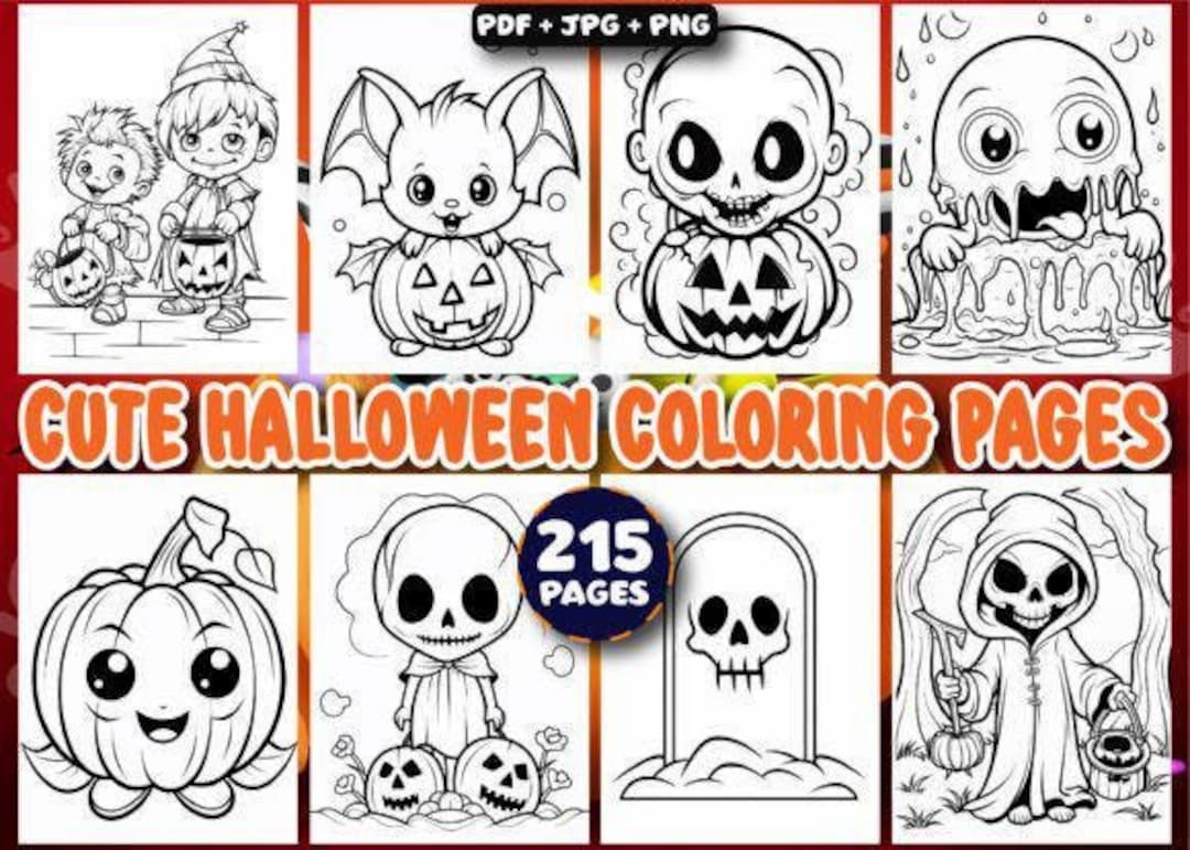 100 Cute Halloween Coloring Pages for Kids - Etsy