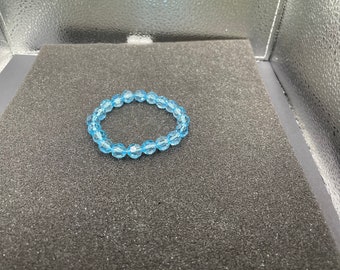 aqua blue crystal stretchy bracelet 6 inches