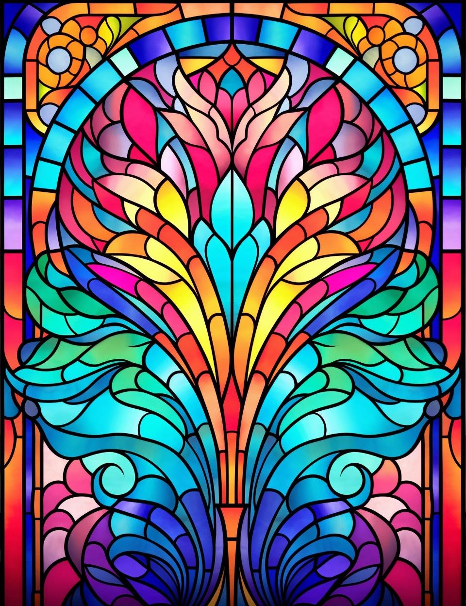 100 Stain Glass Coloring Pages - Etsy