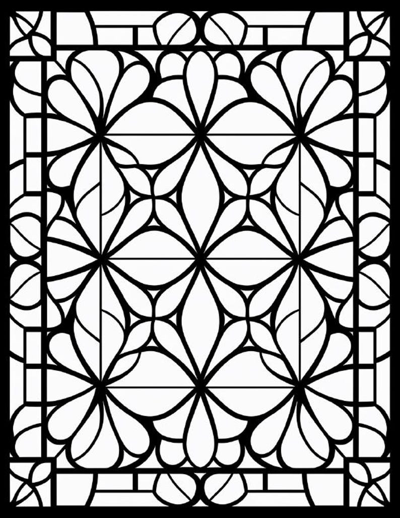 100 Stain Glass Coloring Pages - Etsy
